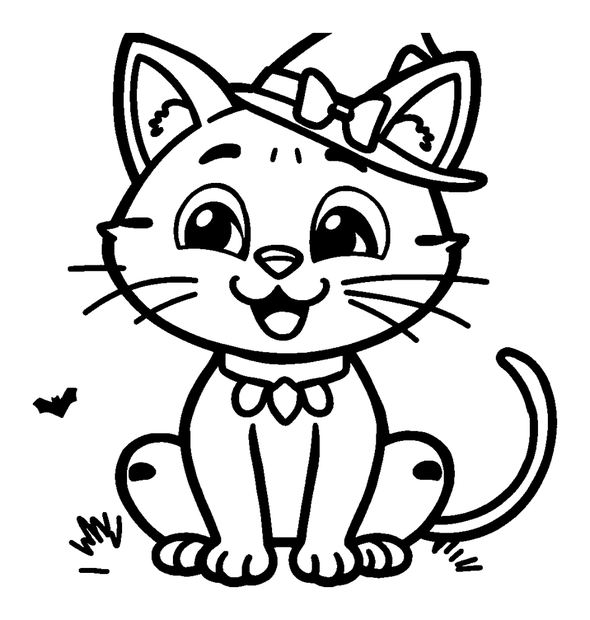 Halloween Cat colouring page — free printable for kids