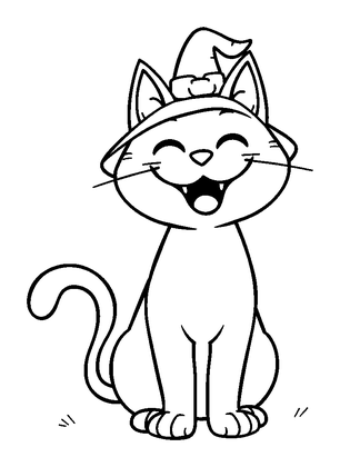 Halloween Cat Colouring Page (Toddler, Bold & Easy)