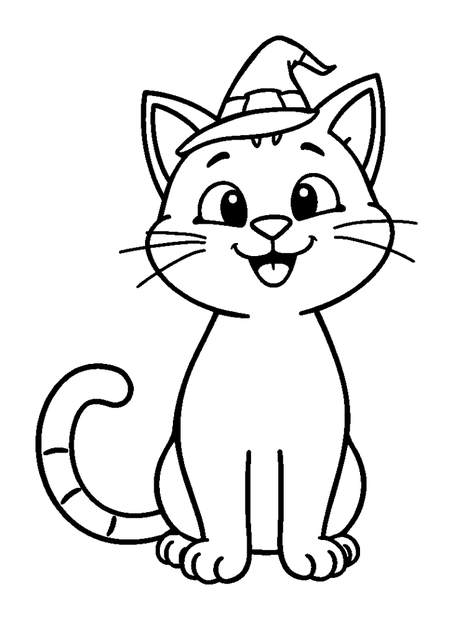 Halloween Cat colouring page — free printable for toddlers