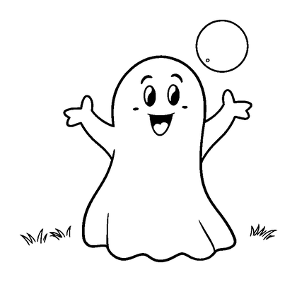 Halloween Ghost Colouring Page (Kids, Standard)