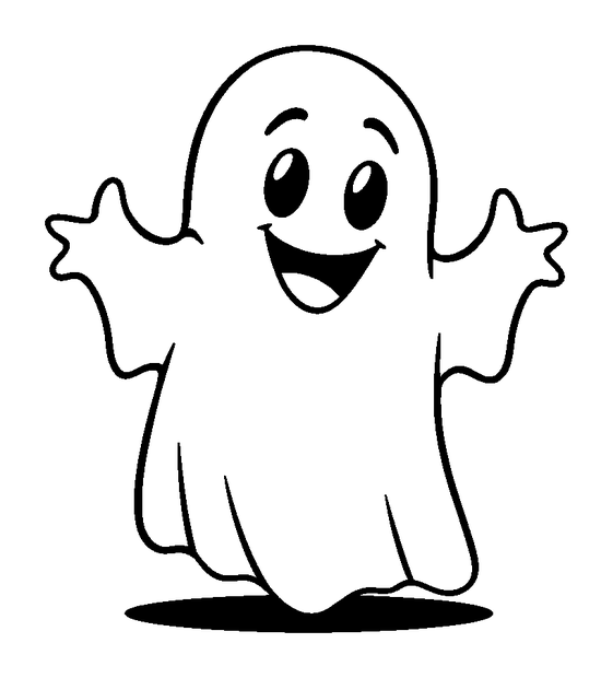 Halloween Ghost colouring page — free printable for toddlers