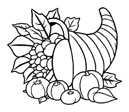 Harvest Cornucopia Colouring Page (Kids, Bold & Easy)
