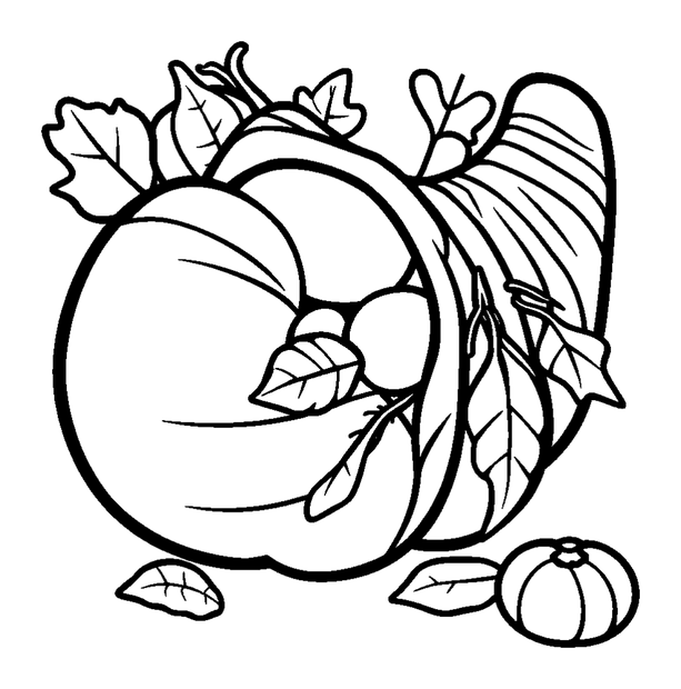 Harvest Cornucopia colouring page — free printable for toddlers