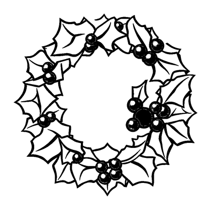 Holly Wreath Colouring Page (Kids, Standard)