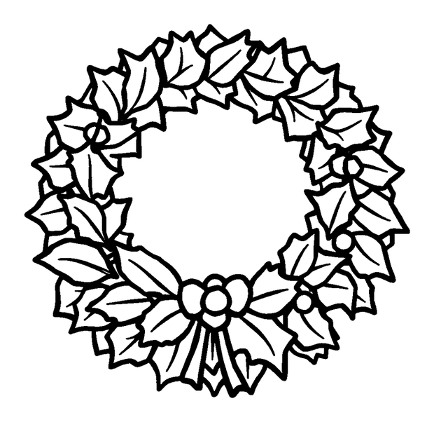 Holly Wreath colouring page — free printable for toddlers