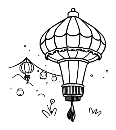 Lantern Festival Colouring Page (Kids, Bold & Easy)