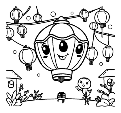 Lantern Festival Colouring Page (Kids, Standard)