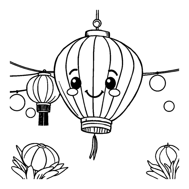 Lantern Festival colouring page — free printable for toddlers