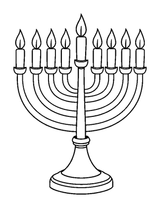 Menorah Colouring Page (Kids, Standard)