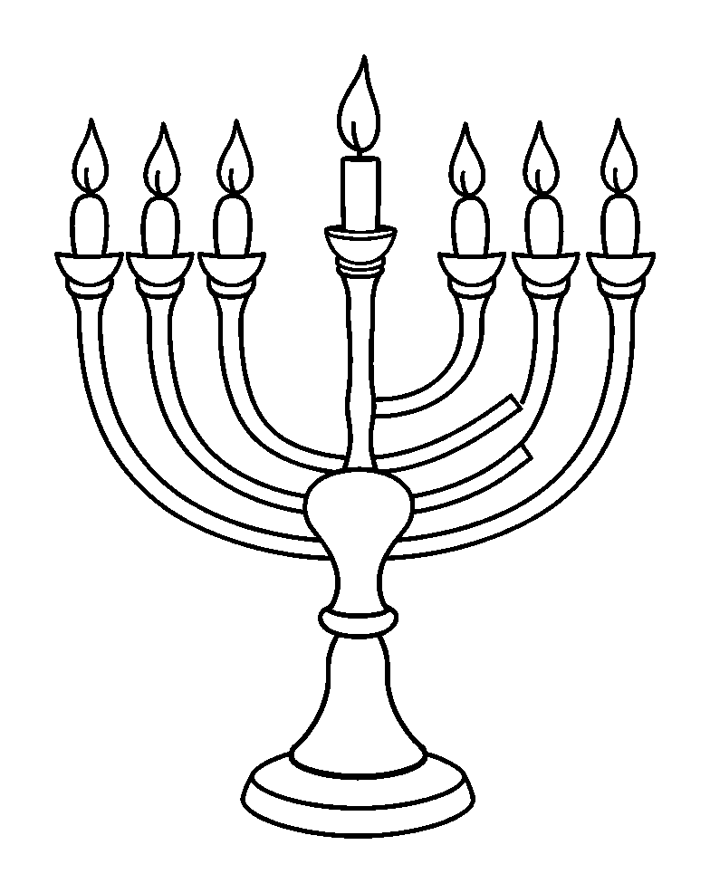 Menorah colouring page — free printable for toddlers