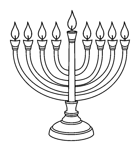 Menorah colouring page — free printable for toddlers