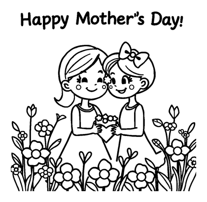 Mothers Day Card Colouring Page (Kids, Bold & Easy)