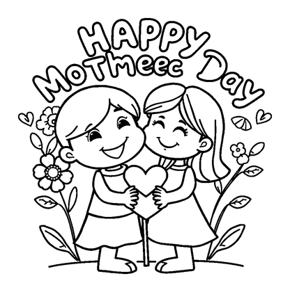 Mothers Day Card Colouring Page (Kids, Standard)