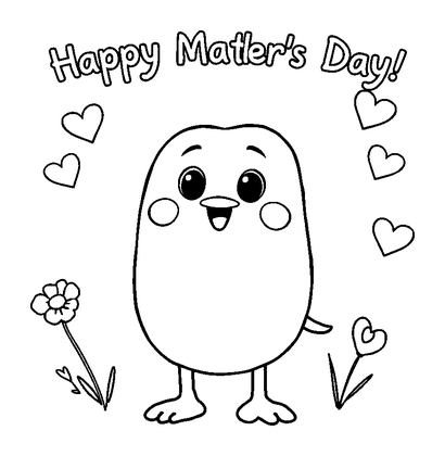 Mothers Day Card Colouring Page (Toddler, Bold & Easy)