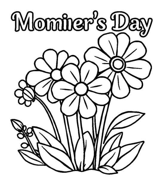 Mothers Day Flowers colouring page — free printable for kids