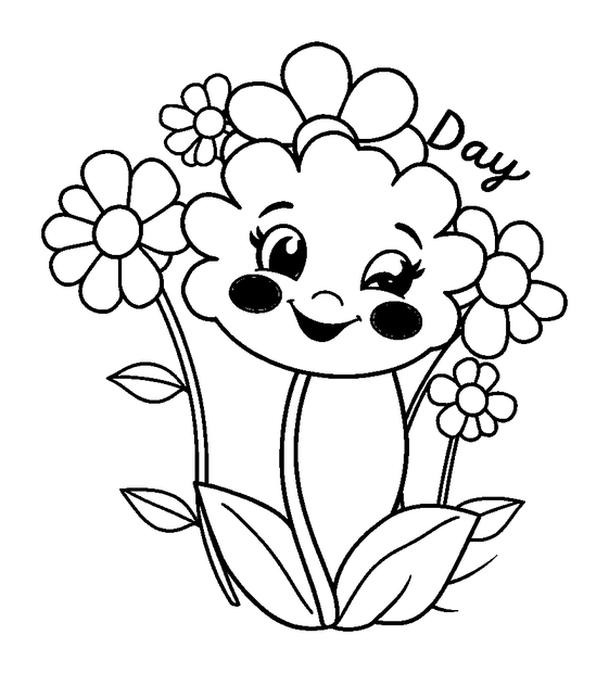 Mothers Day Flowers colouring page — free printable for toddlers