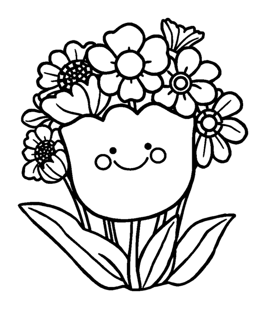 Mothers Day Flowers colouring page — free printable for toddlers