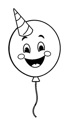 Party Balloon Colouring Page (Kids, Standard)