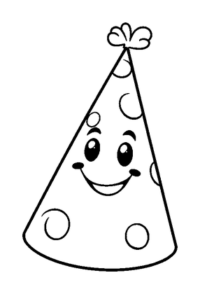 Party Hat Colouring Page (Kids, Bold & Easy)