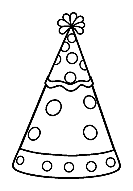 Party Hat colouring page — free printable for kids