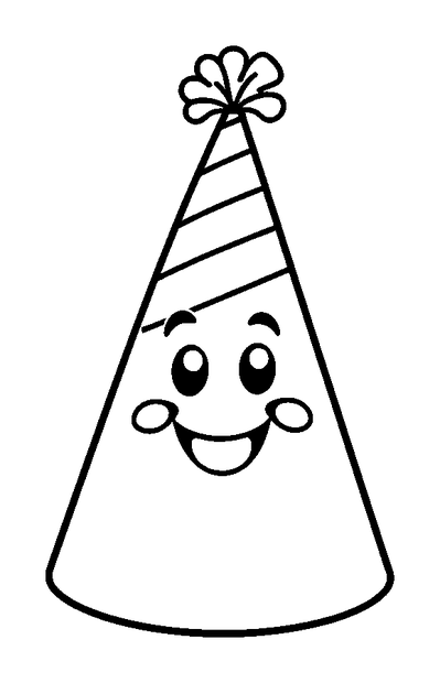 Party Hat colouring page — free printable for toddlers