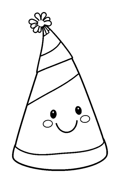 Party Hat colouring page — free printable for toddlers