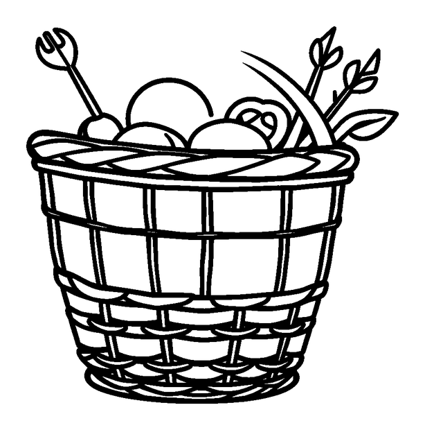 Picnic Basket colouring page — free printable for kids