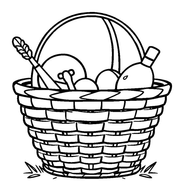 Picnic Basket colouring page — free printable for kids
