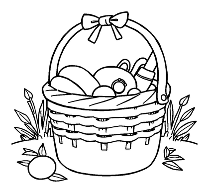 Picnic Basket Colouring Page (Toddler, Bold & Easy)