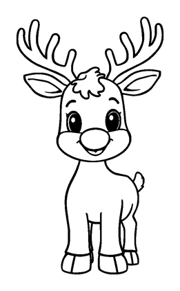 Reindeer Colouring Page (Kids, Bold & Easy)