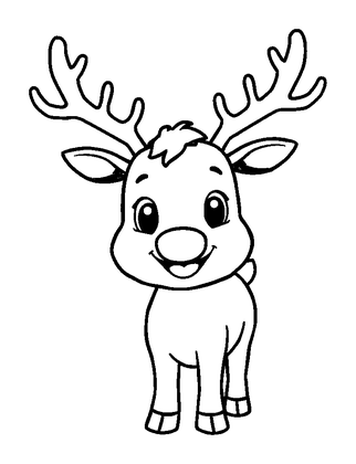 Reindeer Colouring Page (Kids, Bold & Easy)