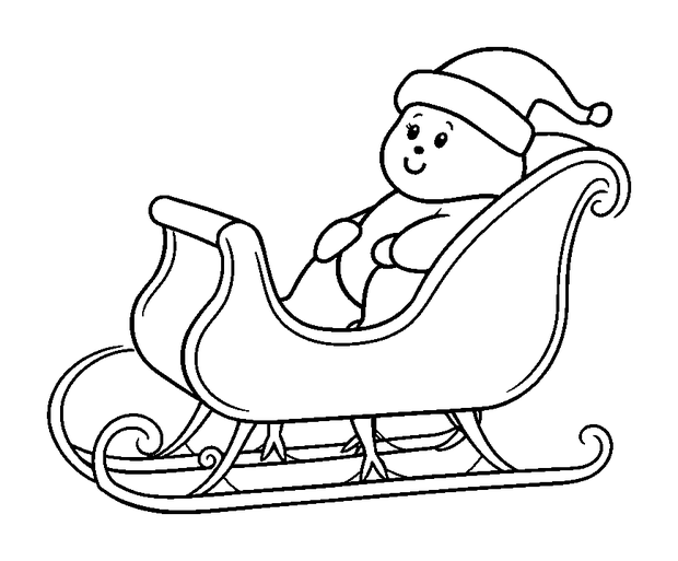 Sleigh colouring page — free printable for toddlers