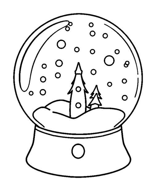 Snow Globe Festive colouring page — free printable for kids