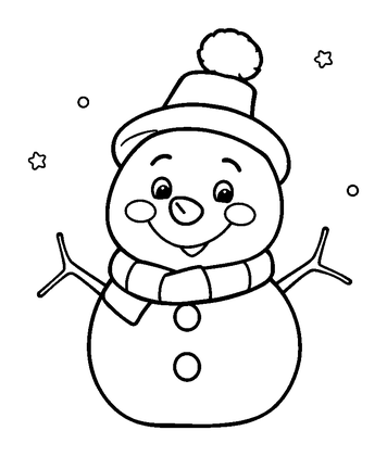 Snowman Colouring Page (Kids, Bold & Easy)