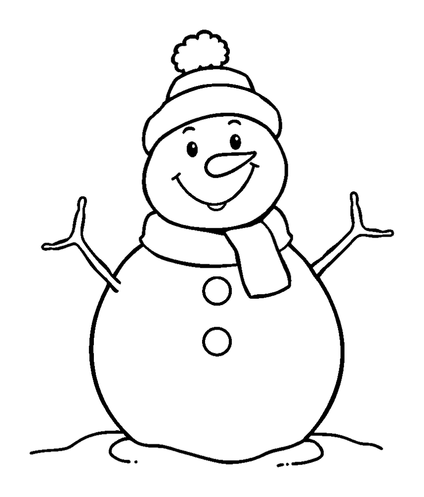 Snowman colouring page — free printable for toddlers