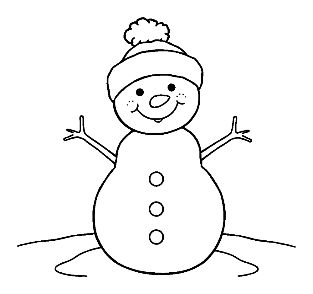 Snowman colouring page — free printable for toddlers