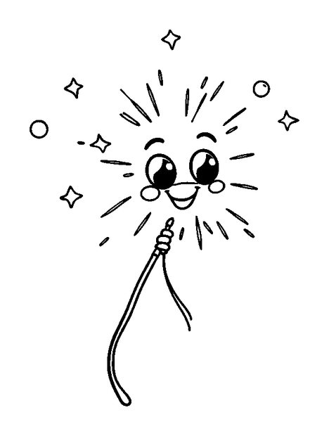 Sparkler colouring page — free printable for kids