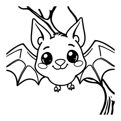 Spooky Bat Colouring Page (Kids, Standard)