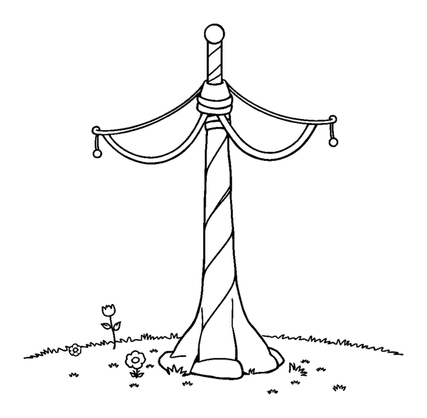 Spring Maypole colouring page — free printable for toddlers