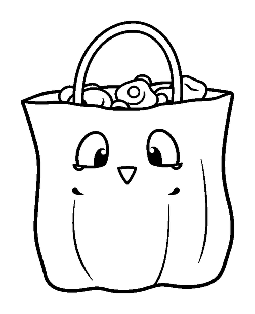 Trick Or Treat Bag colouring page — free printable for kids