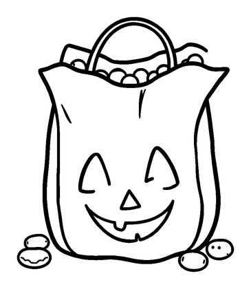 Trick Or Treat Bag Colouring Page (Kids, Standard)