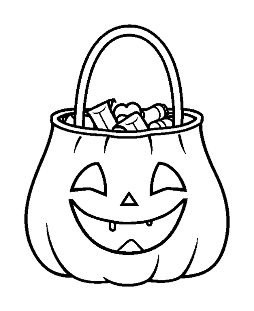 Trick Or Treat Bag colouring page — free printable for toddlers
