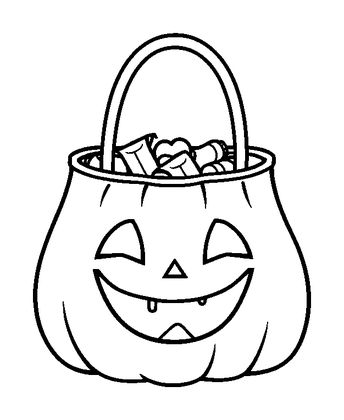 Trick Or Treat Bag Colouring Page (Toddler, Bold & Easy)