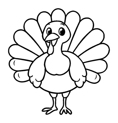 Turkey Colouring Page (Kids, Bold & Easy)