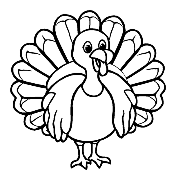 Turkey colouring page — free printable for kids