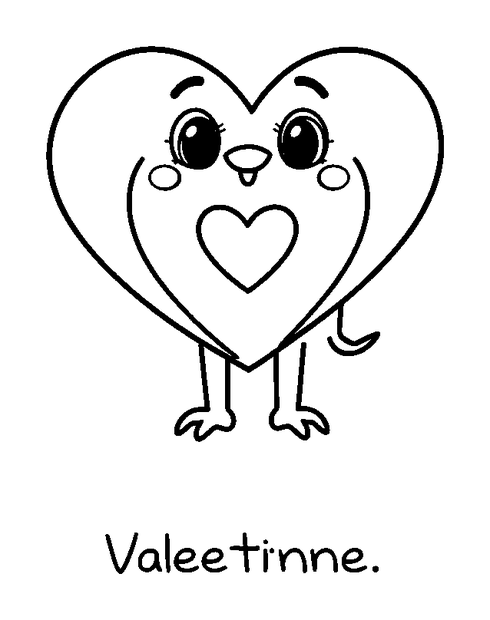 Valentine Card colouring page — free printable for kids