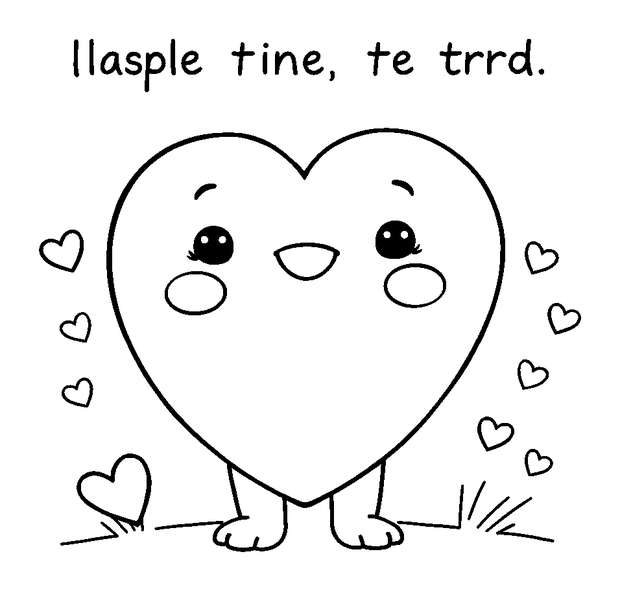 Valentine Card colouring page — free printable for toddlers