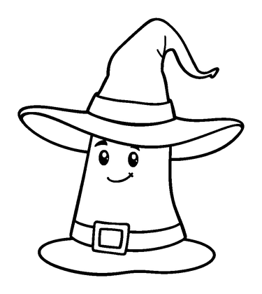 Witch Hat Colouring Page (Kids, Bold & Easy)