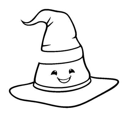 Witch Hat Colouring Page (Kids, Standard)