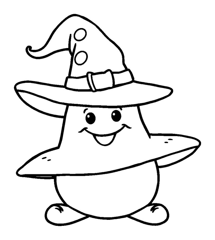 Witch Hat colouring page — free printable for toddlers